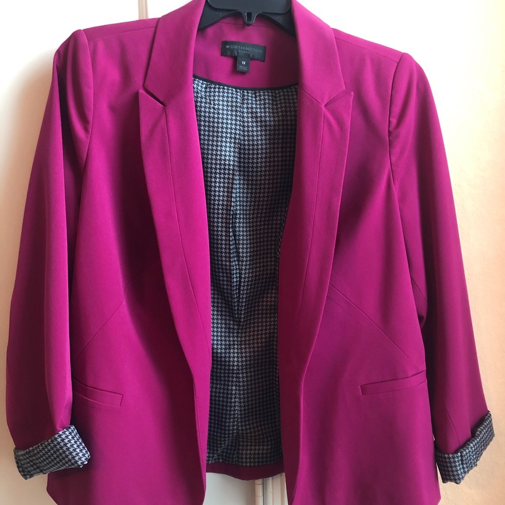 Bright pink lined blazer
